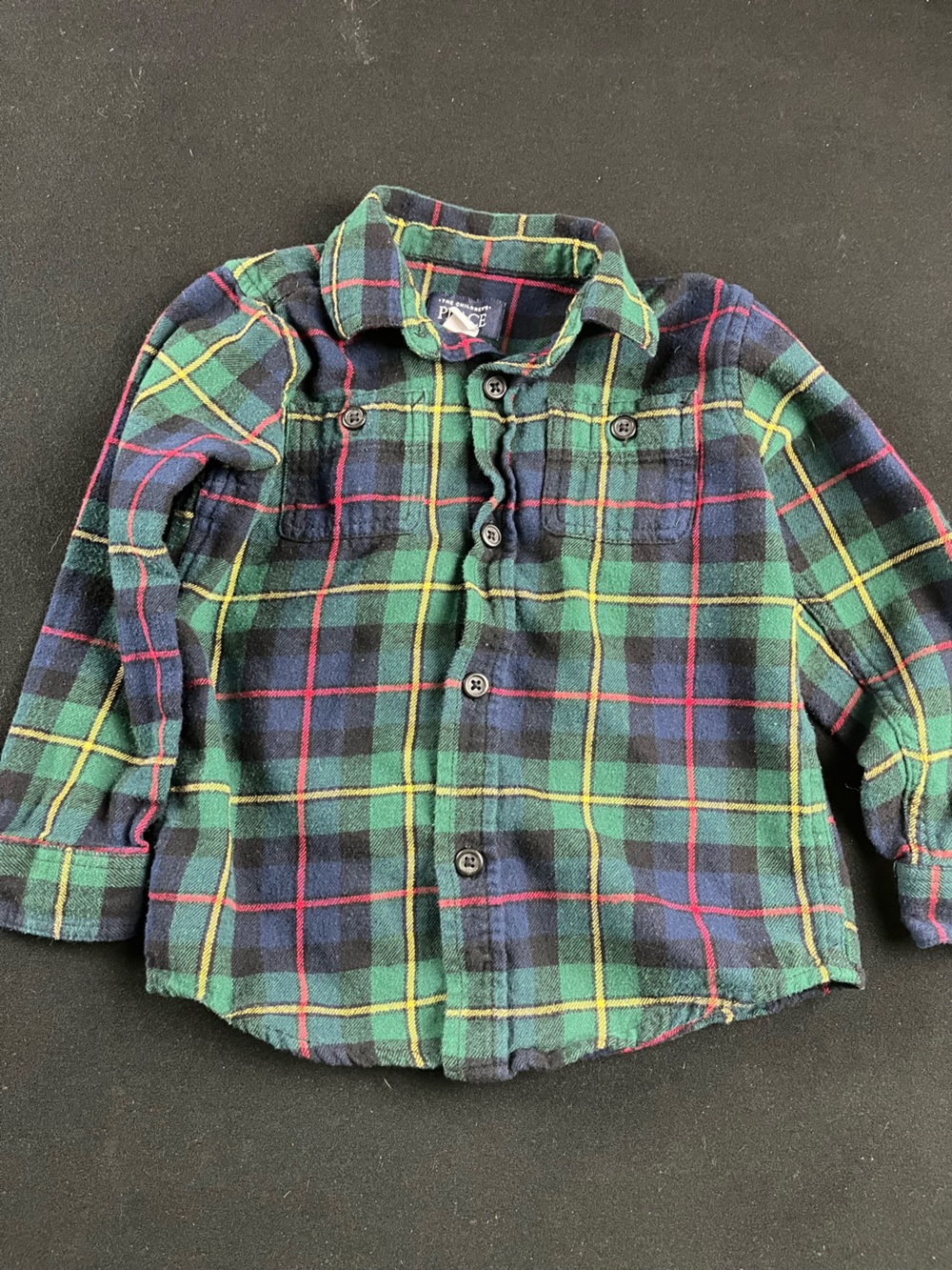Plaid Button-Up Shirt in Green & Navy blue for Kids